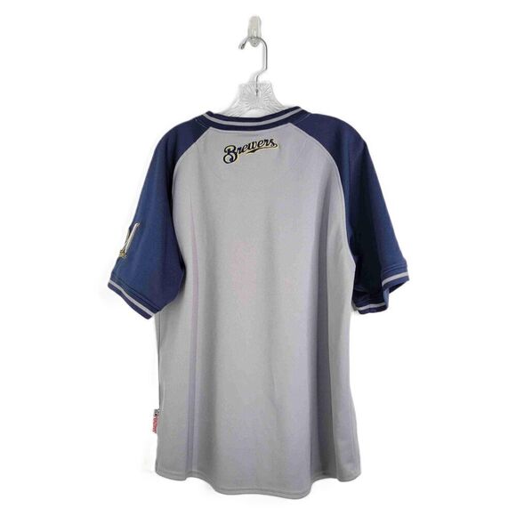 Stitches Milwaukee Brewers Gray Embroidered Jersey Team Logo Short Sleeves Large - Picture 9 of 9
